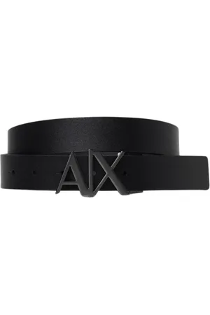 Armani Exchange Tilbehør, Herre, Sort, 3XS, Læder, Blåt Læderbælte med AX Spænde