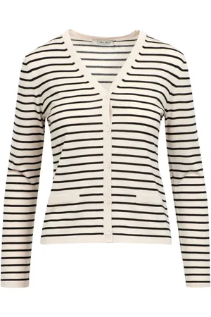 Max Mara Strik, Dame, , L, Uld, Stribet uldtrøje med V-hals