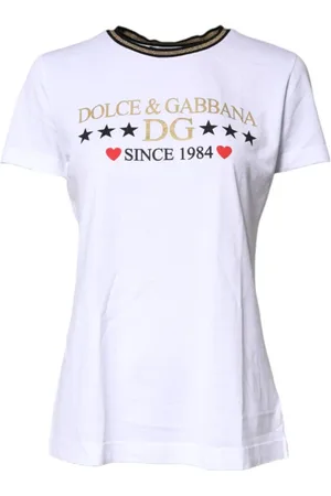 Dolce & Gabbana Top, Dame, Hvid, S, Bomuld, Hvid Bomuld Logo T-shirt