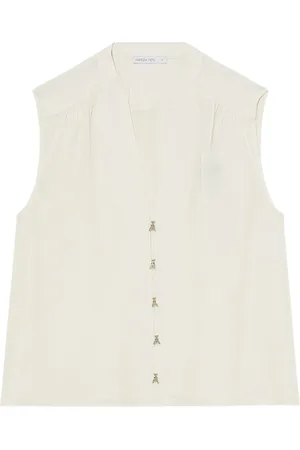 Patrizia Pepe Top, Dame, Hvid, L, Silkeblanding Top Art. 2C1627A593