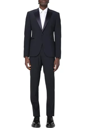 Emporio Armani Jakkesæt, Herre, Blå, 3XL, Uld, Klassisk Sort Slim Fit Jakkesæt