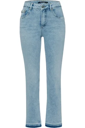 Marc Aurel Jeans, Dame, Blå, S, Bomuld, Fleksible jeans med metal lommedekoration