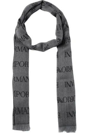 Emporio Armani Tilbehør, Herre, Grå, ONE SIZE, Uld, Blå Logo Tørklæde til Mænd