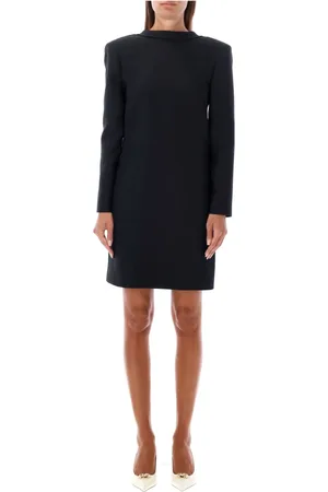 VALENTINO GARAVANI Kjole, Dame, Sort, S, Uld, Sort Uld Silke Mini Kjole Åben Ryg Bue