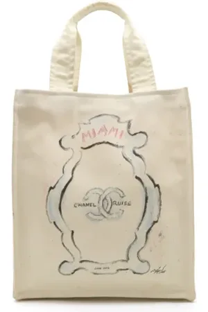 CHANEL Pre-owned, Dame, Hvid, ONE SIZE, Tyl, Pre-owned Canvas chanel-tasker