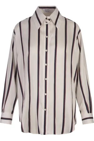 Alexander McQueen Bluser & Skjorter, Dame, Hvid, 2XS, College Stripe Skjorte i Elfenben