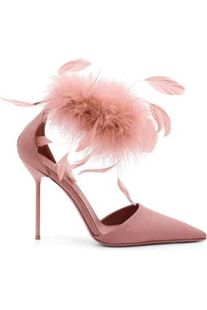 PARIS TEXAS Sko, Dame, Lyserød, 38 EU, Satin, Satin Sandaler med Fjerdetaljer