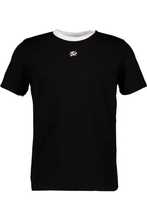 Karl Lagerfeld Top, Herre, Sort, XL, Bomuld, Sort T-shirt med kontrasterende accenter