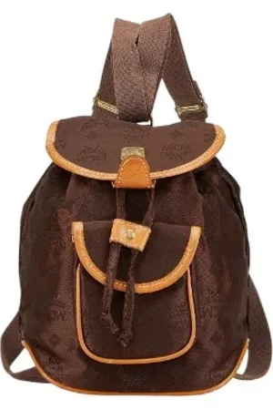 MCM Pre-owned, Dame, Brun, ONE SIZE, Uld, Pre-owned Canvas rygsaekke