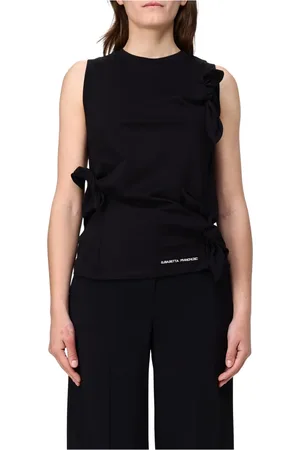 Elisabetta Franchi Top, Dame, Sort, L, Uld, Stilfuld Tank Top til Kvinder
