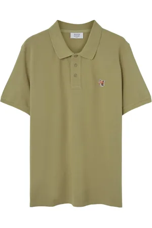 Maison Kitsuné Top, Herre, Grøn, M, Broderet Logo Grøn Polo Skjorte