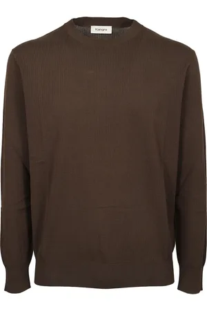 KANGRA CASHMERE Strik, Herre, Brun, 2XL, Bomuld, Brun Bomuldssweater