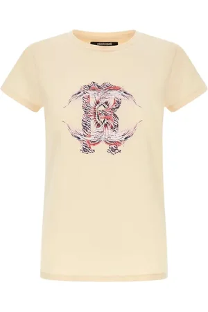 Roberto Cavalli Top, Dame, , L, Bomuld, Monogram RC Crew Neck T-Shirt