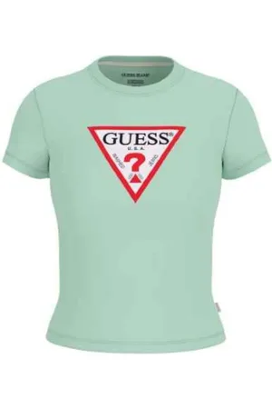 Guess Top, Dame, Grøn, XS, Bomuld, Ikonisk Slim Fit Grøn Bomulds T-shirt