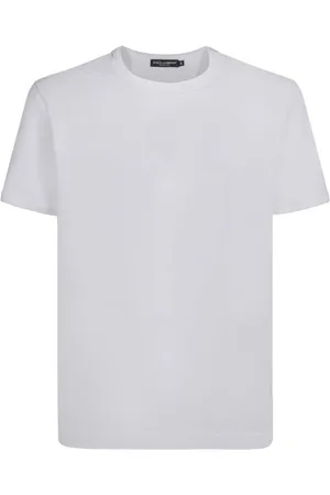 Dolce & Gabbana Top, Herre, Hvid, XL, Bomuld, Ribbet Crew Neck Bomuld T-shirt