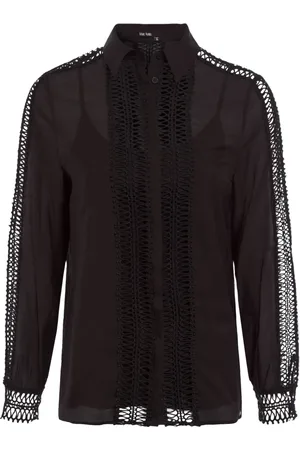 Marc Aurel Bluser & Skjorter, Dame, Sort, L, Elegant bluse med blondekant i sort