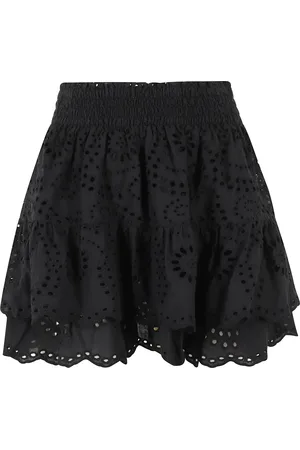 MC2 SAINT BARTH Nederdel, Dame, Sort, M, Bomuld, Sort Blonde Mini Nederdel Ruffle Design