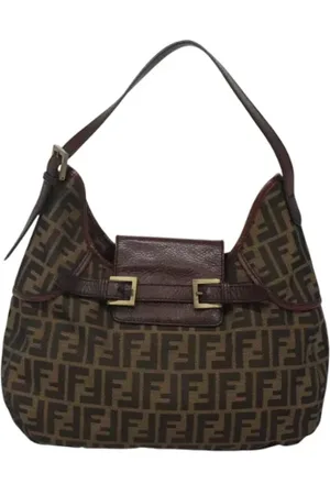 Fendi Pre-owned, Dame, Brun, ONE SIZE, Uld, Pre-owned Canvas fendi-tasker