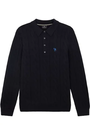 Paul Smith Strik, Herre, Blå, XL, Bomuld, Marineblå Kabelstrik Trøje