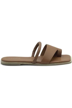vic matiè Sko, Dame, Brun, 37 EU, Læder, Firkantet åben sandal enfinger læder