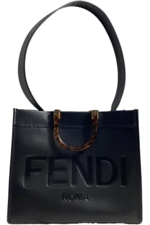 Fendi Pre-owned, Dame, Sort, ONE SIZE, Uld, Pre-owned Laeder totes