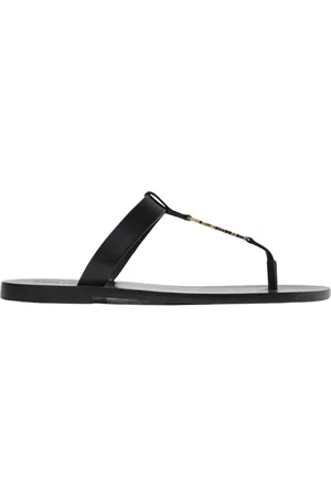 Saint Laurent Sko, Herre, Sort, 42 EU, Sort minimalistiske tåsandaler