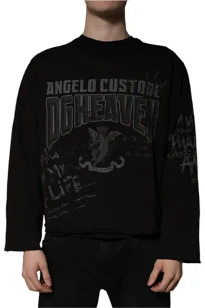Dolce & Gabbana Strik, Herre, Sort, 2XL, Bomuld, Sort Pullover Sweater med rund hals