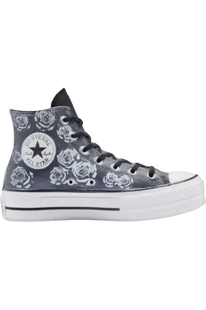 Converse Sko, Dame, Sort, 37 EU, Læder, Blomstret høj top læder sneakers