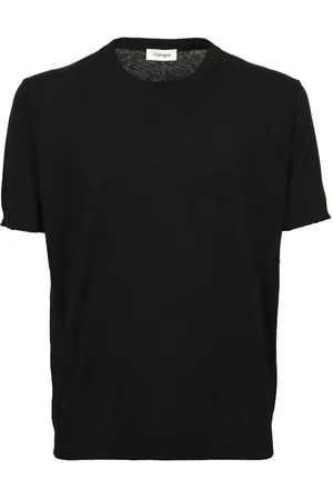 KANGRA CASHMERE Top, Herre, Sort, M, Bomuld, Sort T-shirt i bomuld og hør