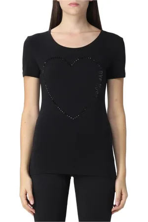 Moschino Top, Dame, Sort, L, Bomuld, Logo Bomuld T-shirt til Kvinder