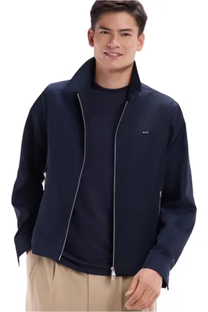 Eden Park Sweathshirts & Hoodies, Herre, Blå, XL, Uld, Marineblå zip-up blouson