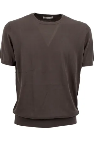 KANGRA CASHMERE Top, Herre, Brun, 2XL, Rund Hals Kortærmet T-Shirt