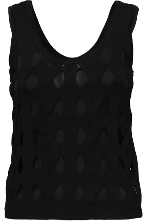Pinko Top, Dame, Sort, XS, Uld, Sort Ærmeløs Sweater Rund Hals Logo