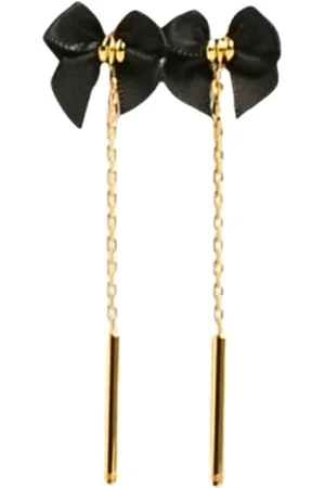Elisabetta Franchi Tilbehør, Dame, Sort, ONE SIZE, Sorte metal dråbeøreringe
