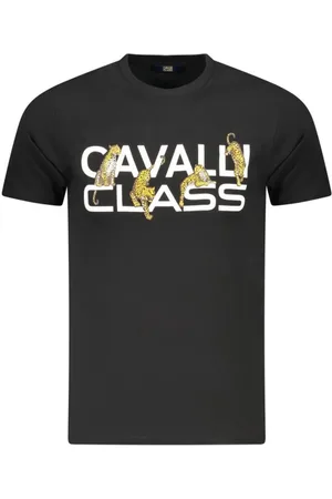 Roberto Cavalli Top, Herre, Sort, L, T-shirt med fedt print