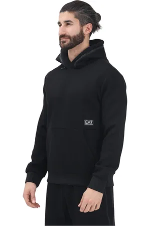 EA7 Sweathshirts & Hoodies, Herre, Sort, L, Sort hættetrøje sweater moderne minimalistisk stil