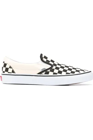 Vans Sko, Herre, Hvid, 43 EU, Hvide ternede slip-on lærredssneakers