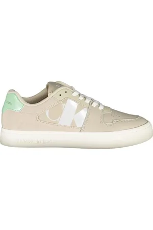 Calvin Klein Sko, Dame, Hvid, 37 EU, Beige Sneaker med Kontrastdetaljer