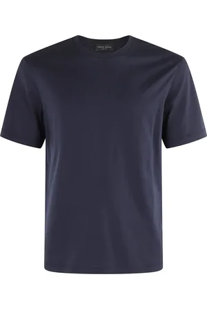 Roberto Collina Top, Herre, Blå, XL, Bomuld, Navy T-shirt med rund hals