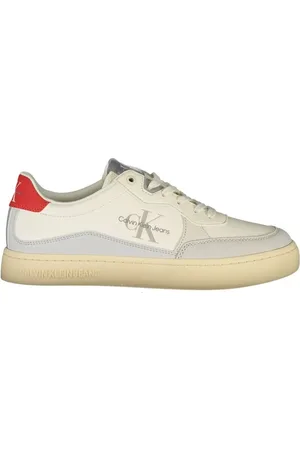 Calvin Klein Sko, Herre, Hvid, 40 EU, Polyester, Hvid Polyester Sneaker med Kontrastdetaljer