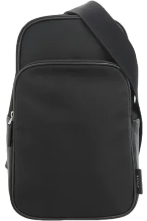 Bally Pre-owned, Dame, Sort, ONE SIZE, Uld, Pre-owned Canvas crossbody-tasker