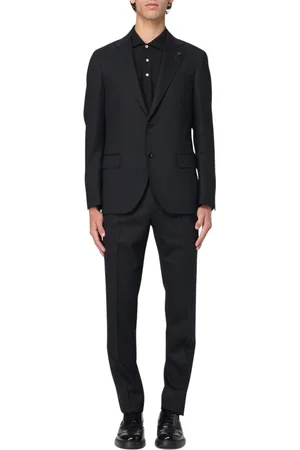 LARDINI Jakkesæt, Herre, Sort, L, Uld, Elegant Ulddragt