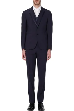 Brian Dales Jakkesæt, Herre, Blå, M, Uld, Blå Slim Fit Suit