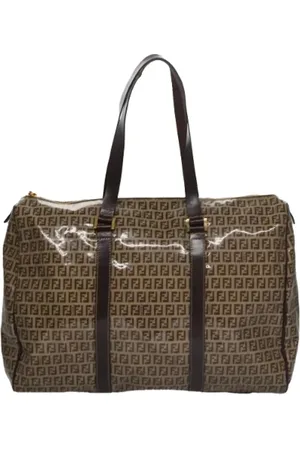 Fendi Pre-owned, Dame, Brun, ONE SIZE, Uld, Pre-owned Canvas rejsetasker