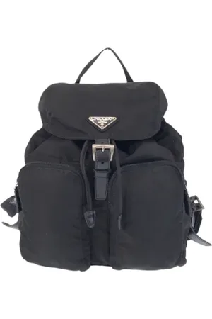 Prada Pre-owned, Dame, Sort, ONE SIZE, Uld, Pre-owned Canvas rygsaekke