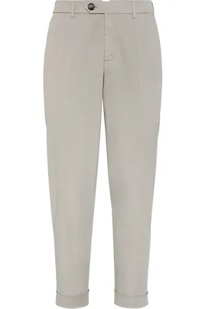 Brunello Cucinelli Bukser, Herre, Grå, XS, Beige Bukser med Lommer og Lynlås