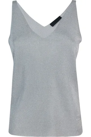 Liu Jo Top, Dame, Grå, XS, Polyester, Glitrende V-hals hættetrøje