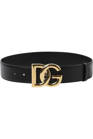Dolce & Gabbana Tilbehør, Dame, Sort, 75 CM, Læder, Sort læderbælte med DG-spænde