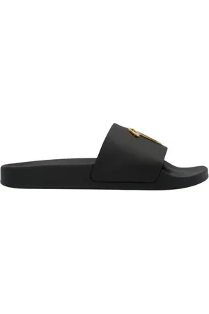 Giuseppe Zanotti Sko, Herre, Sort, 40 EU, Læder, Sort læder slide sandal afslappet