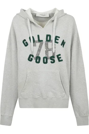 Golden Goose Sweathshirts & Hoodies, Dame, Grå, M, Bomuld, Bomuldshættetrøje med broderet logo